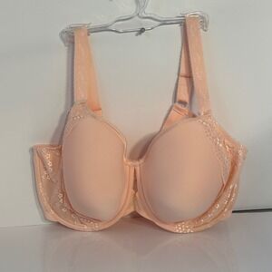 Elomi EL4383BAK Full Cup Bra Pink Peach Lace Straps Back Band Hook Clasp US 40I
